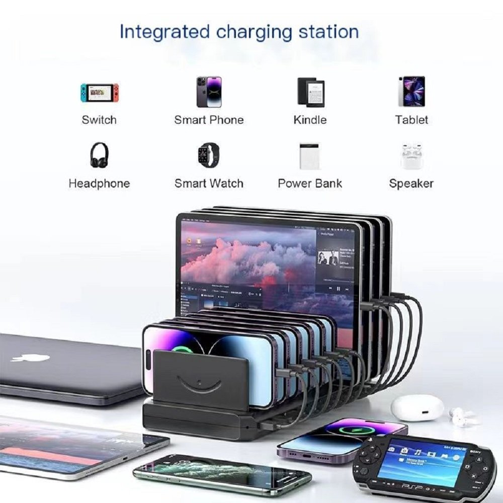 60W 10port Charging Station Device Organizer Charging Dock for iPhone, Android, iPad,Tablets & More - Image 2